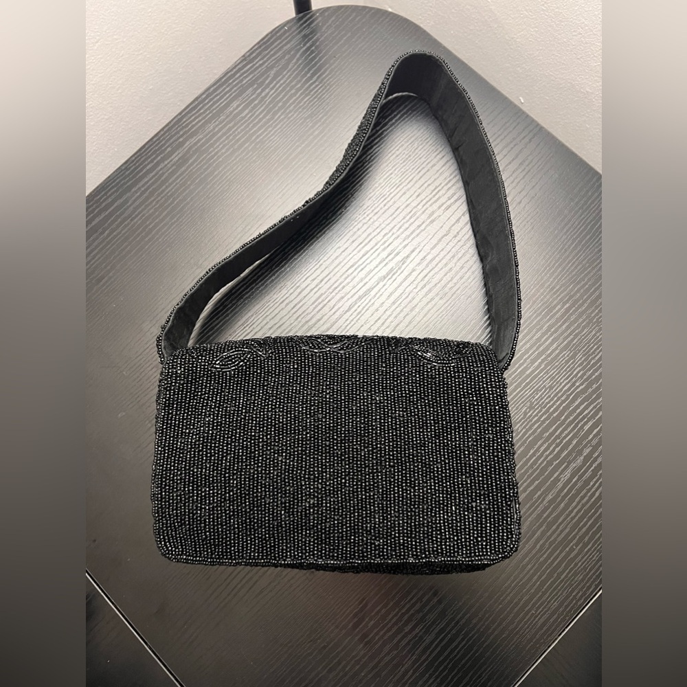 Black beaded shoulder bag